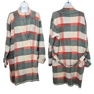 Davi & Dani Plaid Statement Double-Breasted Buttoned Trench Coat NWT Size 3X